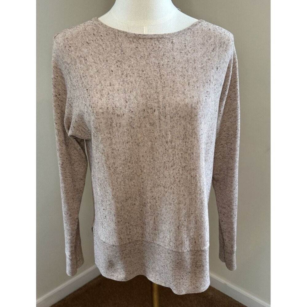 Banana Republic Size XS Scoop Neck Marbled Oatmeal Long Sleeve Sweater